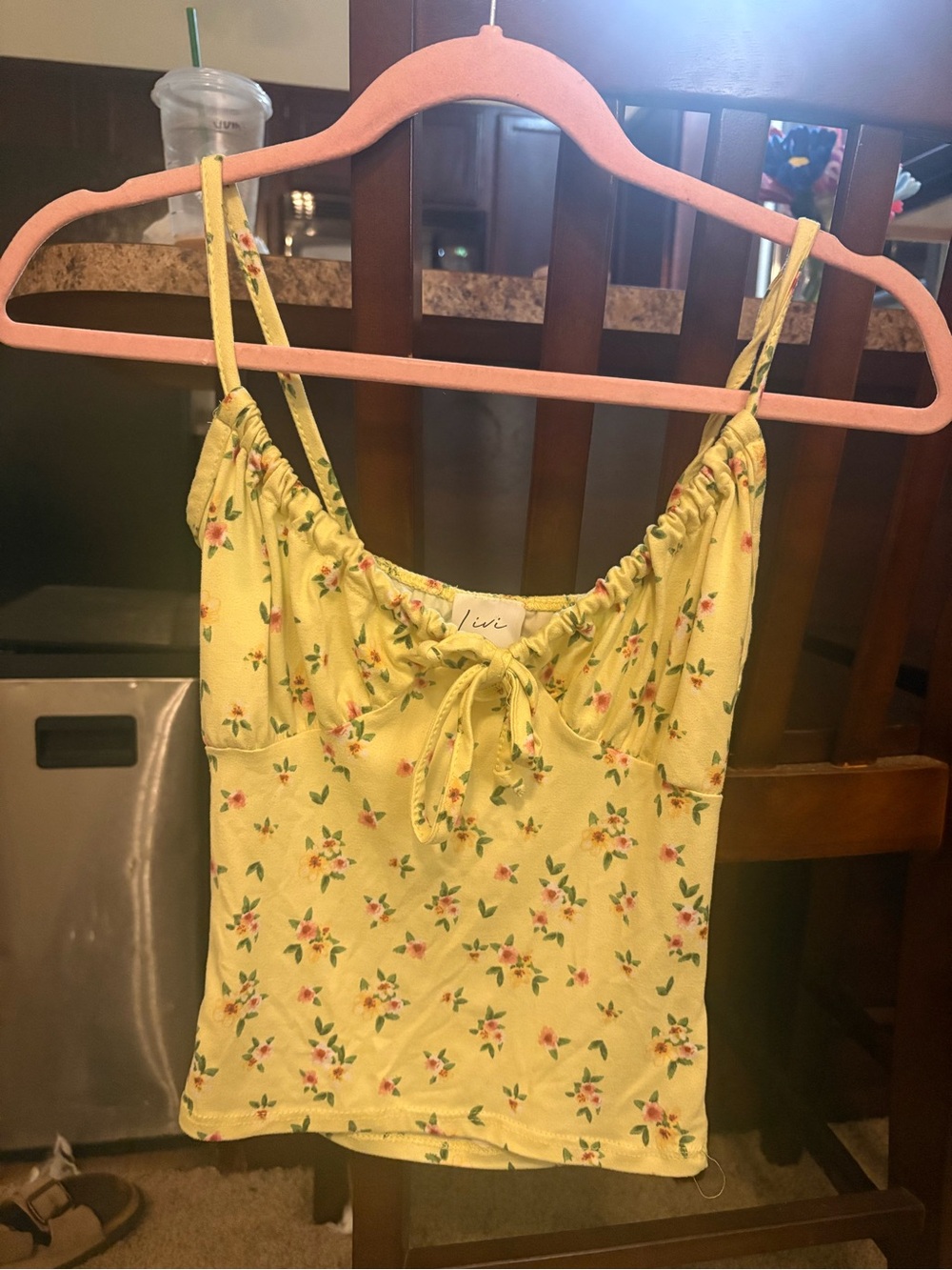 Olivia Rae Yellow Floral Tie-Front Cami